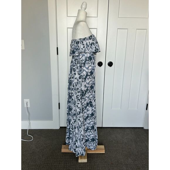 Navy and White JAPNA Brand Strapless Maxi Dress Size, XS Tie-dye Look - Picture 4 of 7